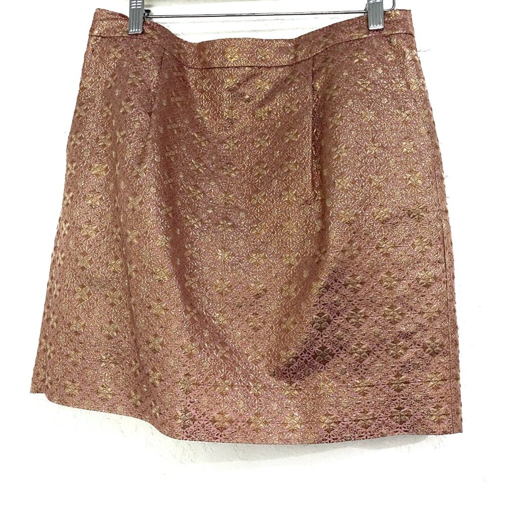 J Crew Metallic Silk Blend Burnt Orange Size 8